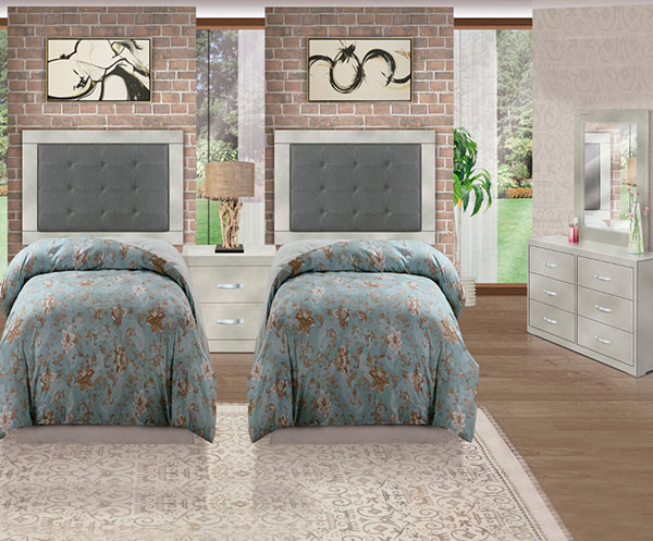 2 CAMAS INDIVIDUALES CON CABECERA GRIS FRAY Y 1 BURO