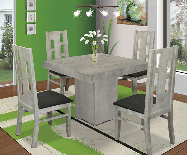 COMEDOR GRIS Y 4 SILLAS GRISES  