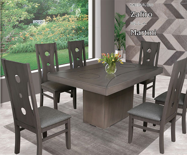 COMEDOR GRIS Y 6 SILLAS GRIS
