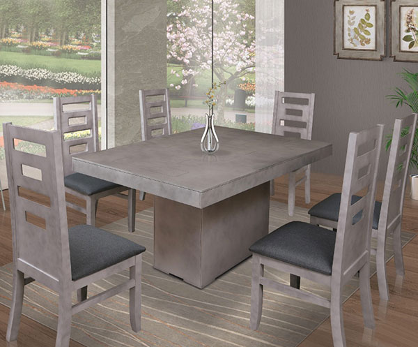 COMEDOR COLOR GRIS CLARO Y 6 SILLAS COLOR GRIS CLARO