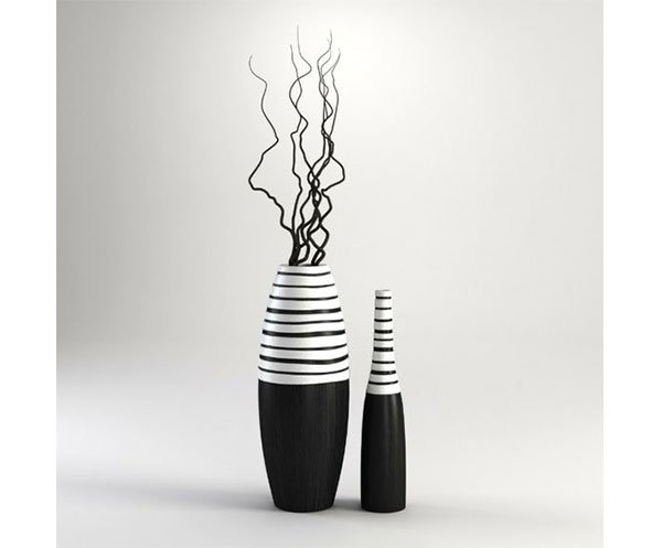 FLORERO NEGRO CON BLANCO